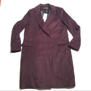 Elie Tahari Wine Wool Blend Notched Collar coat